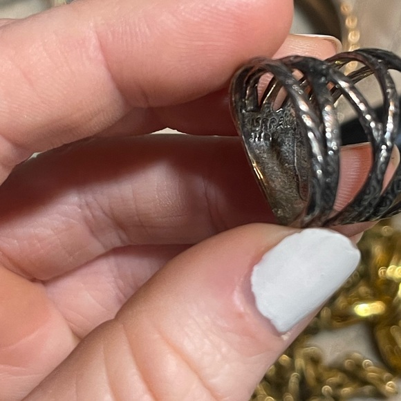 STERLING SILVER CRISSCROSS RING ISRAEL OR PAZ s - Picture 2 of 6